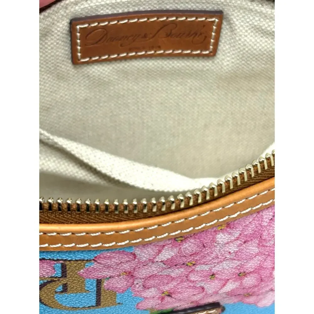 Dooney & Bourke Hydrangea Monogram Cosmetic Makeup Case Pouch Bag Blue DB Clutch